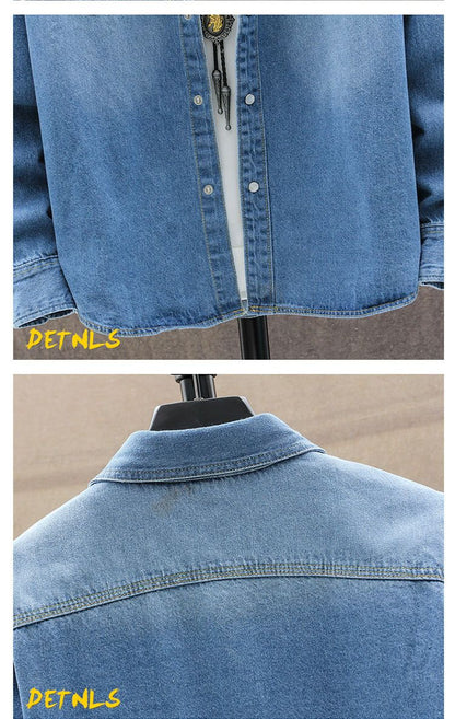 2025 Autumn New style high quality Denim shirts Men's fashion Casual Long Sleeve