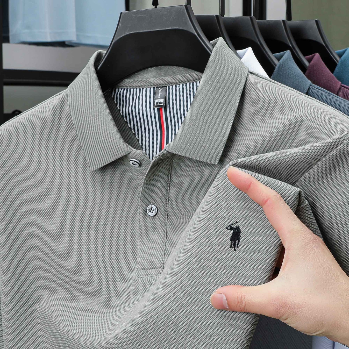100% pure cotton summer new fashionable men's shortsleeved luxury customized business polo shirt exquisite embroidery Tshirt top