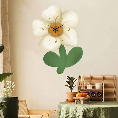 Simple Flower Wall Clock Flower Shape Slient Decor Birthday Living Creative Room Home Clock Gifts