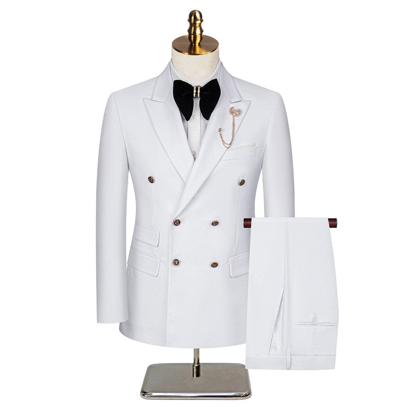 2025 Suit (Blazer+ Trousers) Men's Fashionable Gentleman Business Double-breasted British-style Banquet Host Casual Wedding Suit