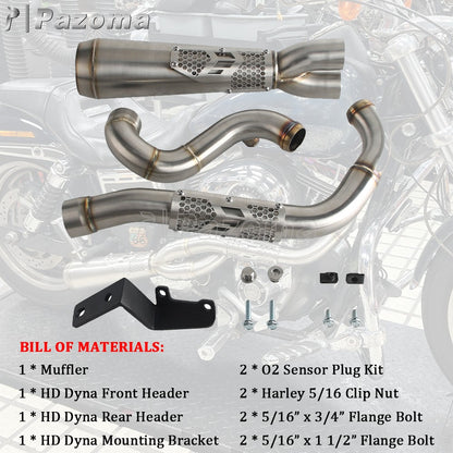Pazoma 2-in-1 Exhaust Muffler Motorcycle Stepped Exhausts System For Harley Dyna Low Rider Street Fat Bob Super Wide Glide 06-17
