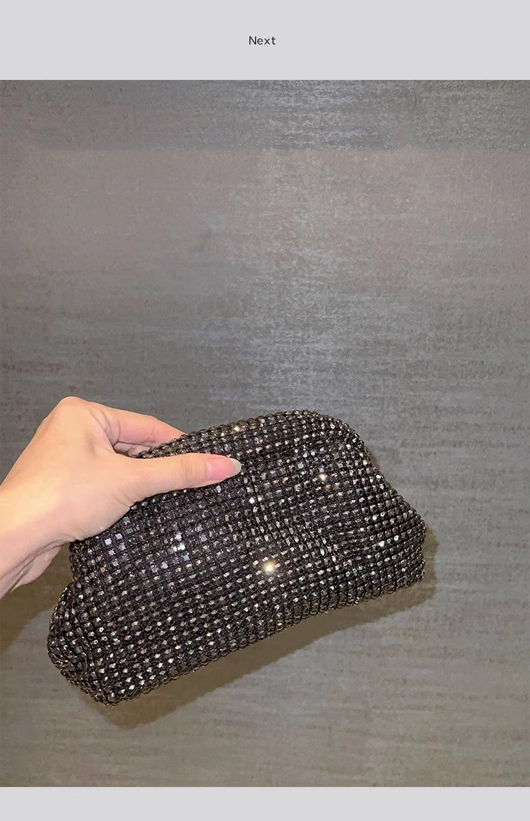 Luxury Glitter Cloud Bag Women's Handbag Crystal Shiny Rhinestones Diamond Evening Bag Wedding Party Clutch Purse Shoulder Bags