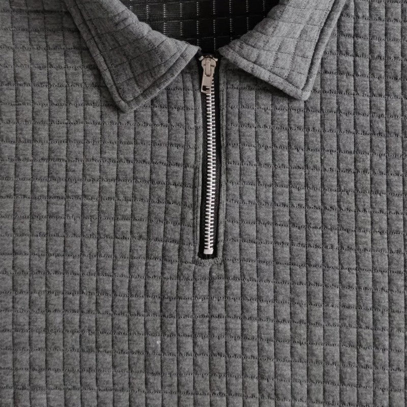 2024European and American Men's Spring and Summer Trends Youth Outdoor Lapel Small Plaid Short Sleeve Shorts Sports Suit