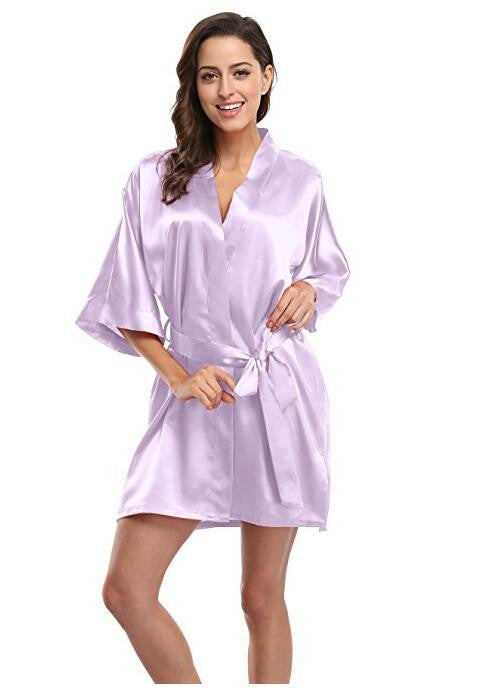 RB030 Sexy Large Size Sexy Satin Night Robe Lace Bathrobe Perfect Wedding Bride Bridesmaid Robes Dressing Gown For Women