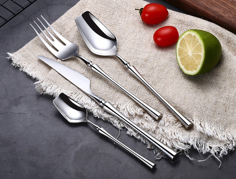 Conjunto de Talheres 24 Peças Aço Inox Fosco Preto Dourado Jogo de Talheres de Mesa Faca Colher Garfo Lavável em Lava-louças