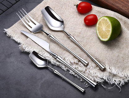 Conjunto de Talheres 24 Peças Aço Inox Fosco Preto Dourado Jogo de Talheres de Mesa Faca Colher Garfo Lavável em Lava-louças