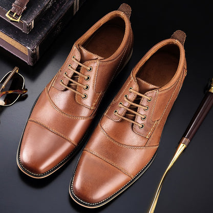 2022 Spring New Men's Business Dress Shoes Genuine Leather England Fashion Casual Oxfords Shoes Classic Three Colors Size 7.5-13