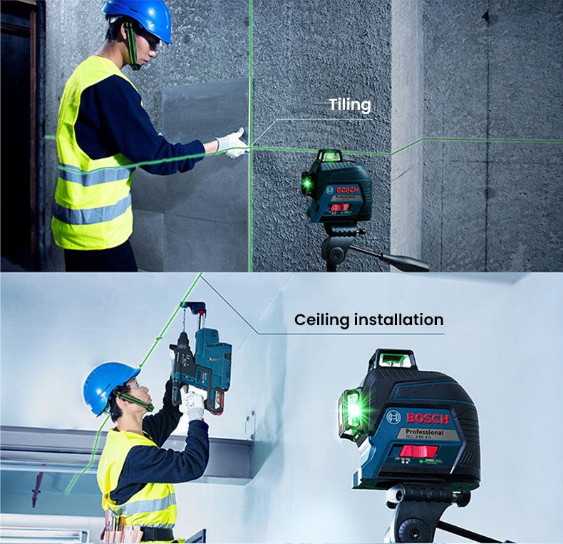 Nível a Laser Bosch GLL 3-60 XG 12 Linhas Verde Nível 3D Autonivelante 360 Horizontal e Vertical Cruz 30m Ferramenta de Medição Potente