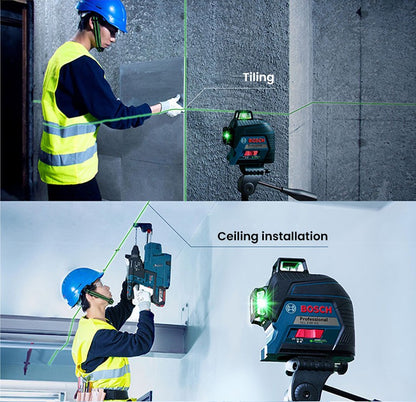 Nível a Laser Bosch GLL 3-60 XG 12 Linhas Verde Nível 3D Autonivelante 360 Horizontal e Vertical Cruz 30m Ferramenta de Medição Potente