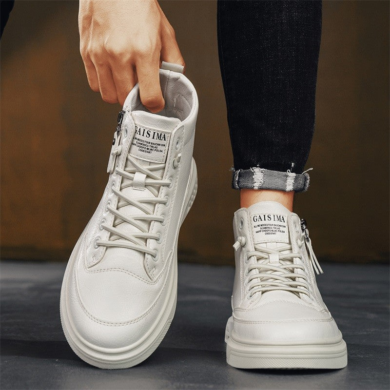 Leather Men Ankle Boots Fashion comfortable Men Sneakers Luxury British style High Top Shoes Men Platform Casual Shoes 2025 New