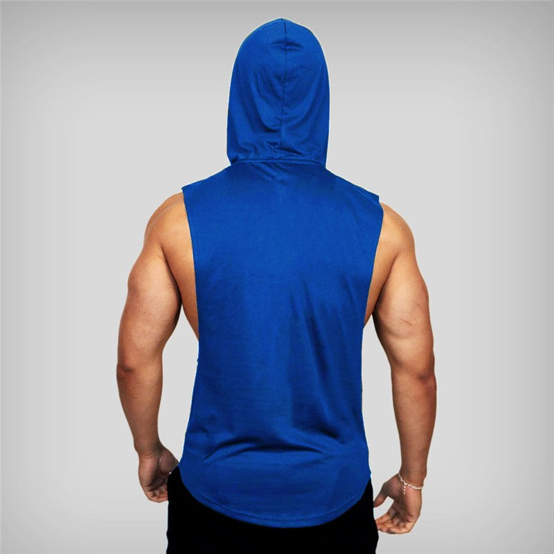 Gym Fitness Loose Sleeveless Vests Street Hip Hop Basketball Hooded Tank Tops Cotton Breathable Shirt Mens Bodybuilding Hoodie