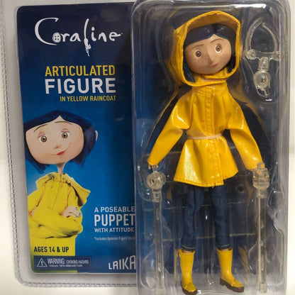 Neca Anime Coraline Doll Articulated Anime Figure Raincoat Sweater In Striped Shirt Toy La Girl Decoration Model Bithday Gifts