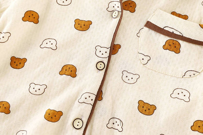 Kids Spring Summer Pajamas Set Cute Cartoon Print Long Sleeve Lapel Soft Sleepwear for Boys Girls Baby Casual Loose Loungewear