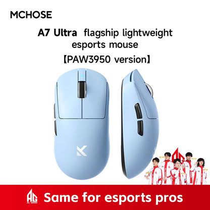 Mouse sem fio MCHOSE A7 Pro Ultra Tri-Mode para jogos E-sports PAW3950 Leve 42000dpi 8K Baixa Latência Ergonômico 500mAh