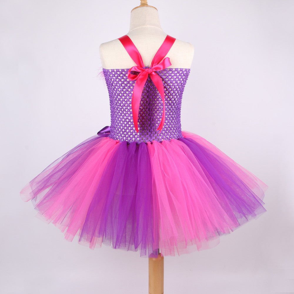 THEEPER Halloween Cheshire Cat Style Costume Tutu Dress for Girls, Animal Fancy Outfit Set for Halloween Carnival Birthday Party