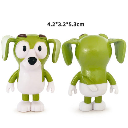 Bluey e Bingo Série Família Anime Modelo de Bonecos de Ação Desenhos Animados Mini Bonecos de PVC Enfeites Presente de Brinquedos de Decoração de Aniversário Infantil