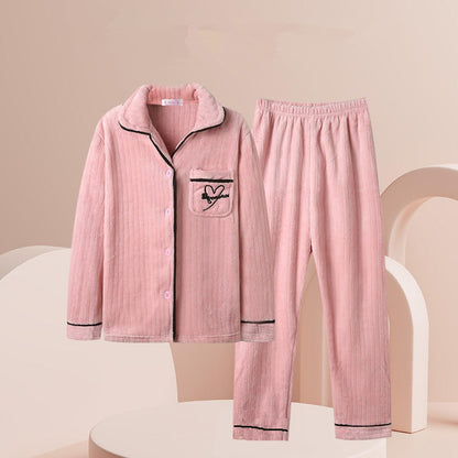 New 2025 Women's Coral Velvet Keep Warm Pajama Sets Autumn and Winter Thickened Fleece Warm Flannel Household Clothes for Women