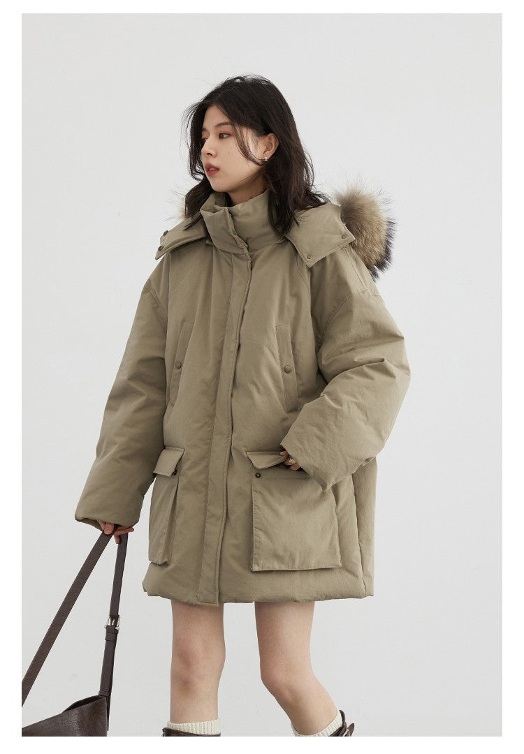 CHIC VEN Women Down Coats Solid Outdoor Loose Casual Down Jacket  Thickened Parka Jackets Female Overcoat Autumn Winter 2023
