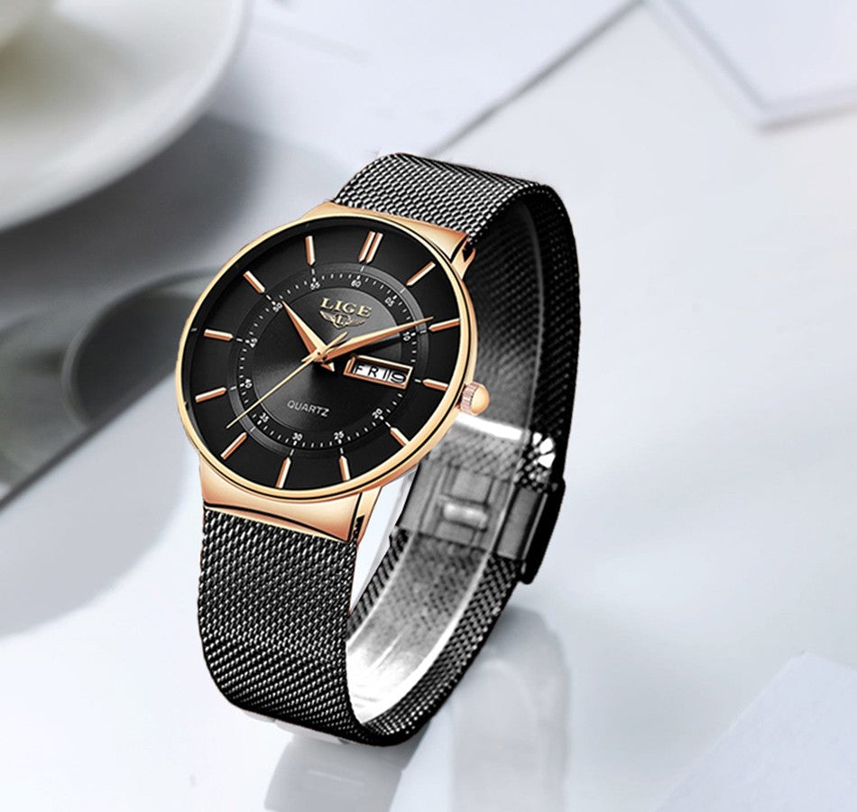 LIGE Quartz Stainless Steel Women Wristwatch Retro Hot Style Great Japanese Movement Quality Fashion Waterproof Watch for Women