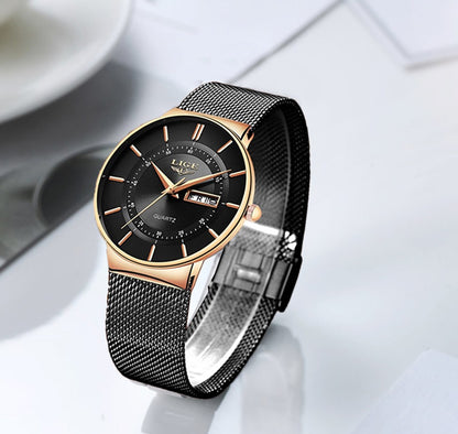 LIGE Quartz Stainless Steel Women Wristwatch Retro Hot Style Great Japanese Movement Quality Fashion Waterproof Watch for Women