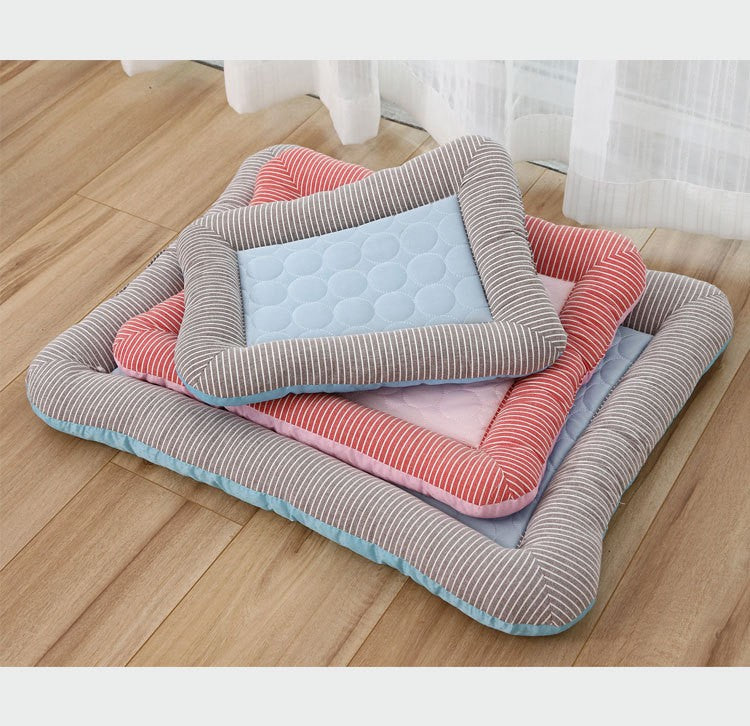 Cama Refrescante para Cães Gatos Filhotes Tapete Gelado Cobertor para Animais de Estimação de Seda Gelada Macio para Dormir no Verão Rosa Azul Respirável