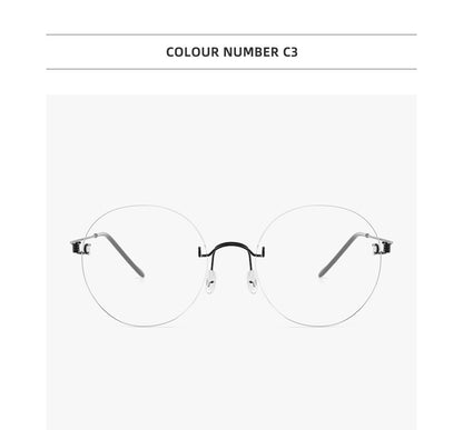 Round Blue Light Glasses Women Screwless Eyeglasses Frame Men 2025 New Women Round Denmark Korean Glasses Frame Vintage Eyewear