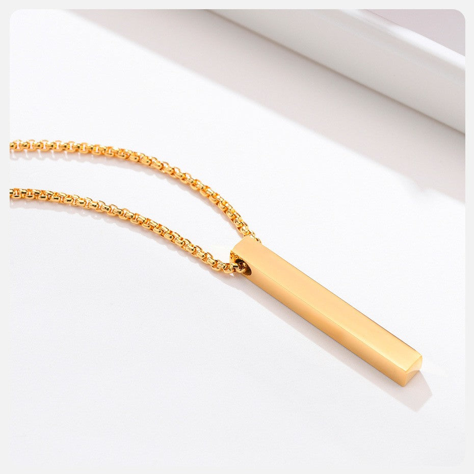 Vnox 3D Vertical Bar Necklaces for Men, Layering Stainless Steel Geometric Pendant, Layered Wheat Rope Cuban Chain, Boy Collar