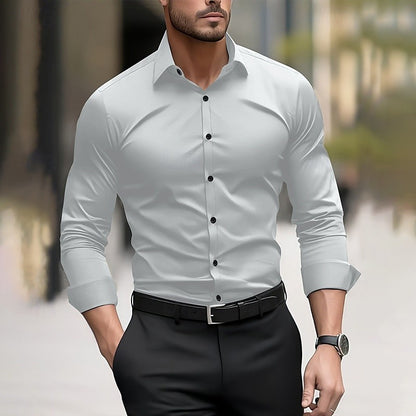 Men's formal shirt solid color wedding outdoor black red navy blue dark green long sleeve lapel summer spring clothing XS-6XL