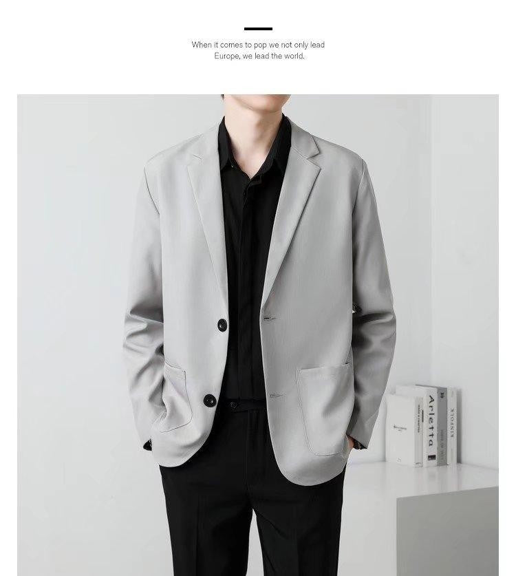 Men Suit Jackets Blazer Coat Slim Fit Smart Casual Autumn New Fashion Clothing Two Buttons Solid Color Korean Black/Khaki/Coffee