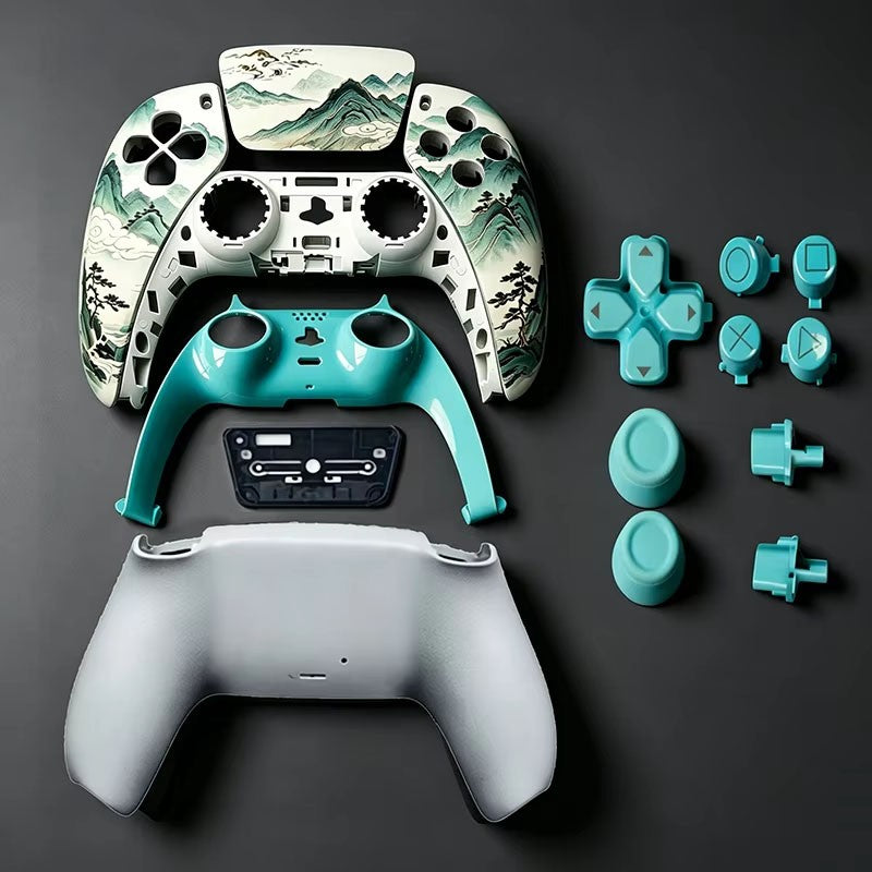 Replacement Housing Shell Kit Compatible For PS5 Controller Faceplate Touchpad Trim Back Cover Pattern Decorative Modding Parts