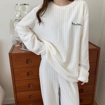 New Autumn/Winter Coral Fleece Pyjamas for Women Thickened Homewear Student Comfort Cotton Fleece Plus Size Fashion Pyjama Set