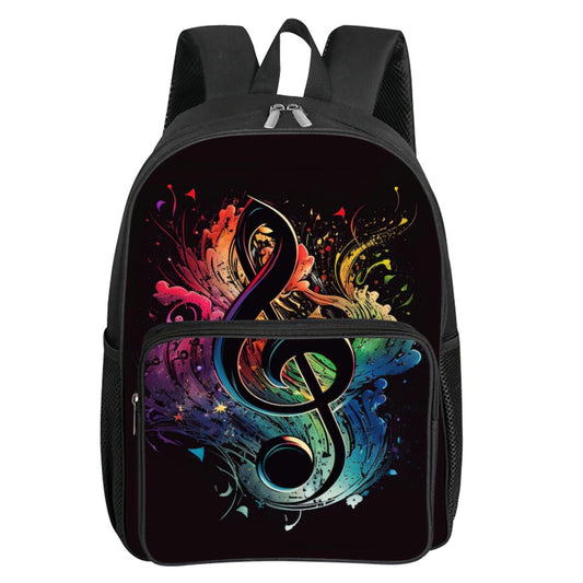 Musical Note Print Square Front Pocket Backpack Zipper Large Capacity for Boy/Girls Best Gift 3D Cartoon Children's School Bag