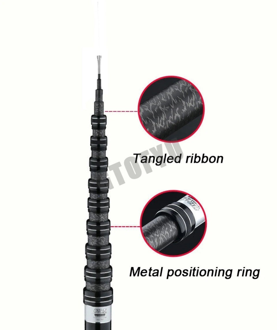 Conjunto Ultraleve de Vara de Pesca e Carretilha Oca de Múltiplas Posições de Alto Carbono Variável 4.5-10M Super Rígida para Rio