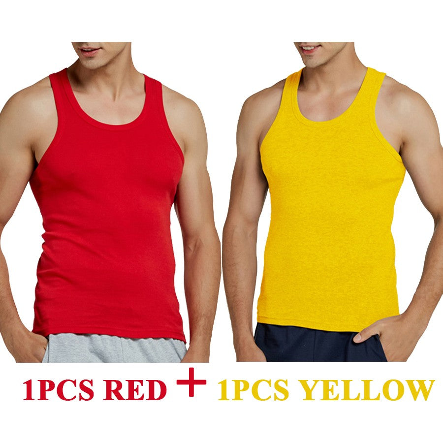 Tank Tops Men 2025 Summer 100% Cotton Cool Fitness Vest Sleeveless Tops Gym Slim Colorful Casual Undershirt Male 7 Colors 1PCS