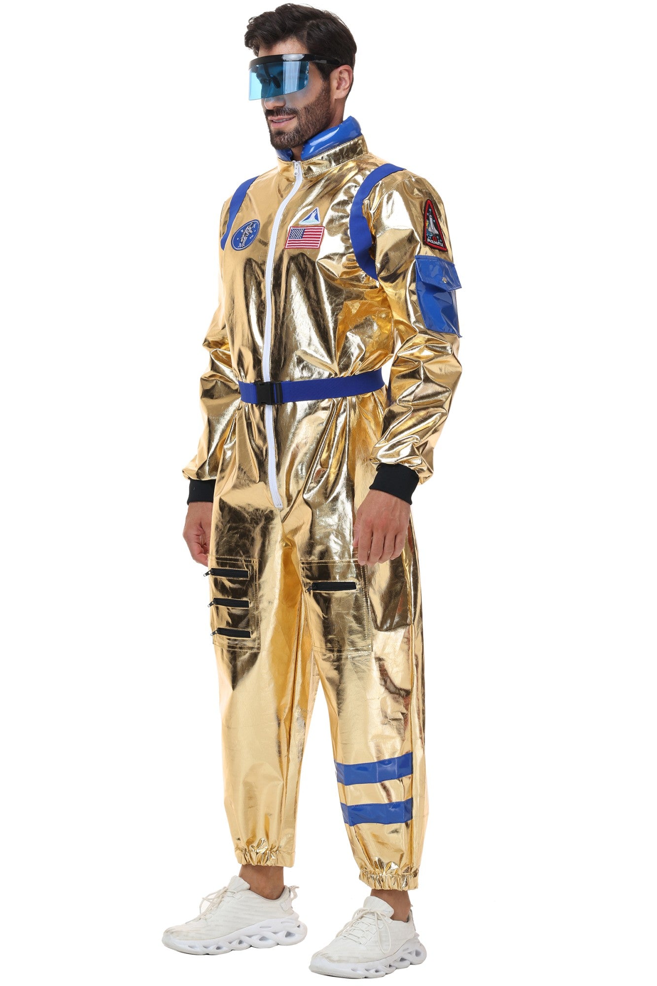 Adult Silver Astronaut Costume Men Women Spaceman Suit Space Jumpsuit Halloween Cosplay Party Dress Up