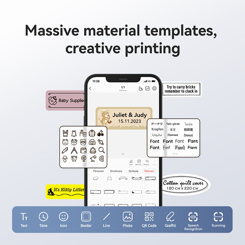 Portable Niimbot B1 Wireless Label Maker Adhesive Sticker Printer Labeling Machine DIY 20-50mm Labels for Office Home