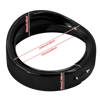 Anel de Acabamento do Farol de 7" para Motocicleta Estilo Viseira Preto/Cromado para Harley Touring Road King 94-2022 Electra Glide Softail FLD Trike