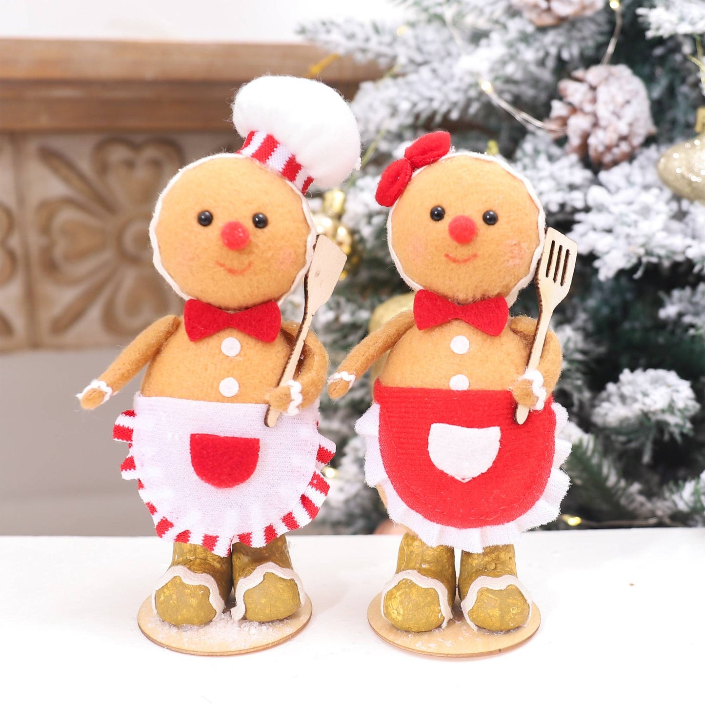 Plush Gingerbread Dolls Gingerbread Sitter Chef Gingerbread Man Christmas Ornaments For New Year Party Decorations Home Supply
