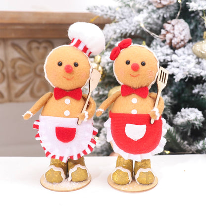 Plush Gingerbread Dolls Gingerbread Sitter Chef Gingerbread Man Christmas Ornaments For New Year Party Decorations Home Supply