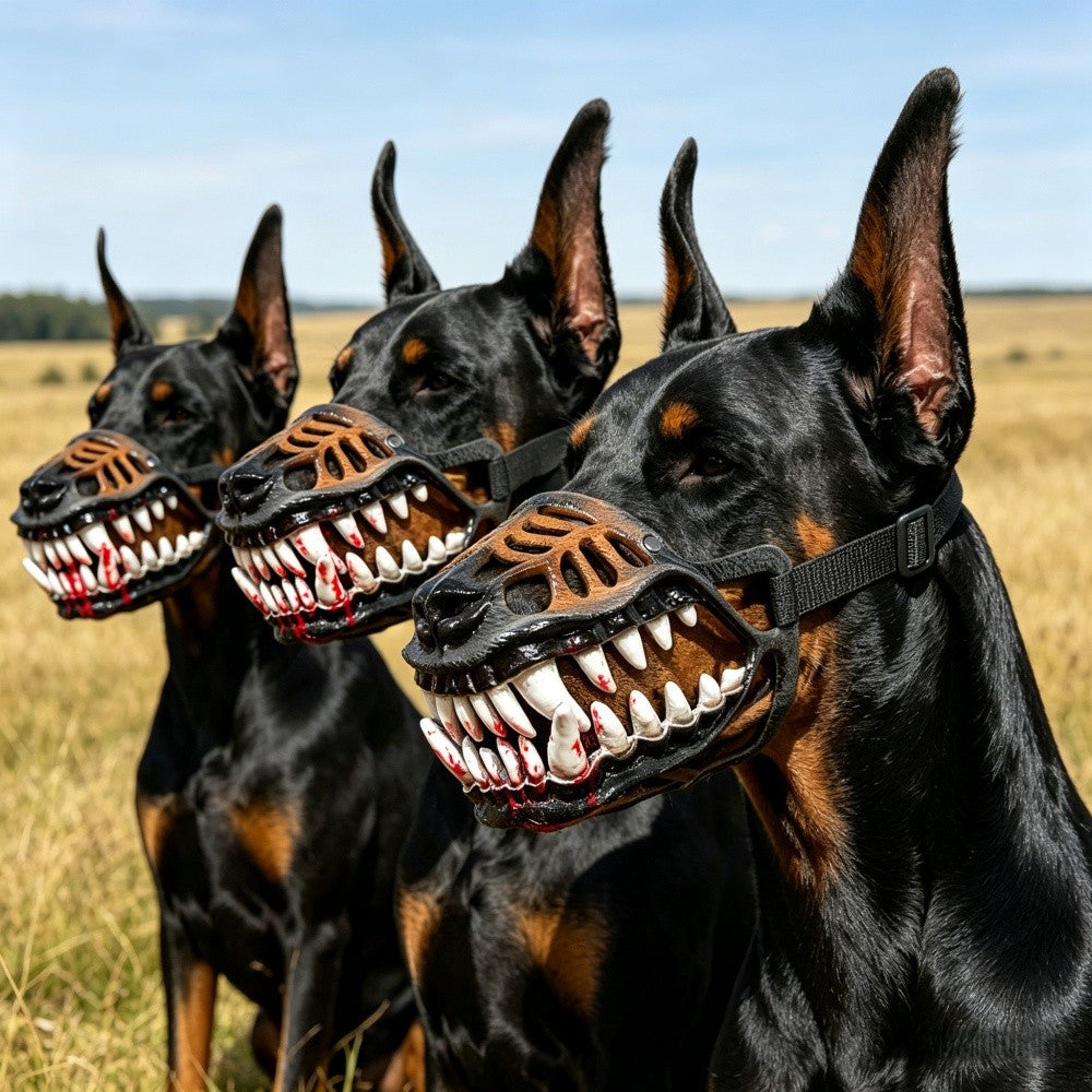Scary Bloody Dog Muzzle for Halloween,Hilarious Dog Costume Muzzle with Large Horror Teeth, Covering Party Comedy Accessory