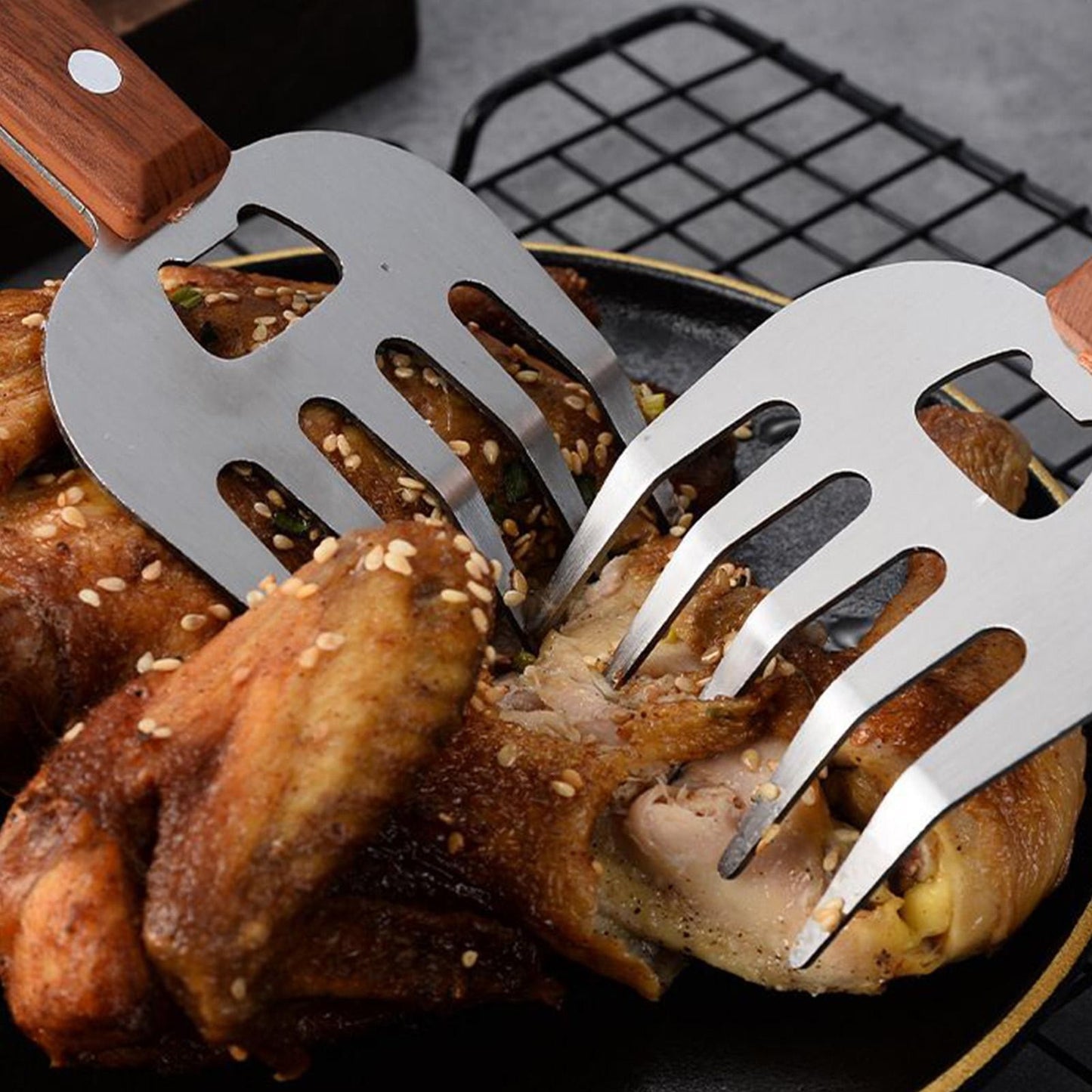 Meat Shredder Claws Ergonomic Food Shredding Fork Stainless Steel Thicken Fork Cooking Tool for Husband Chichen Barbecue Cooking