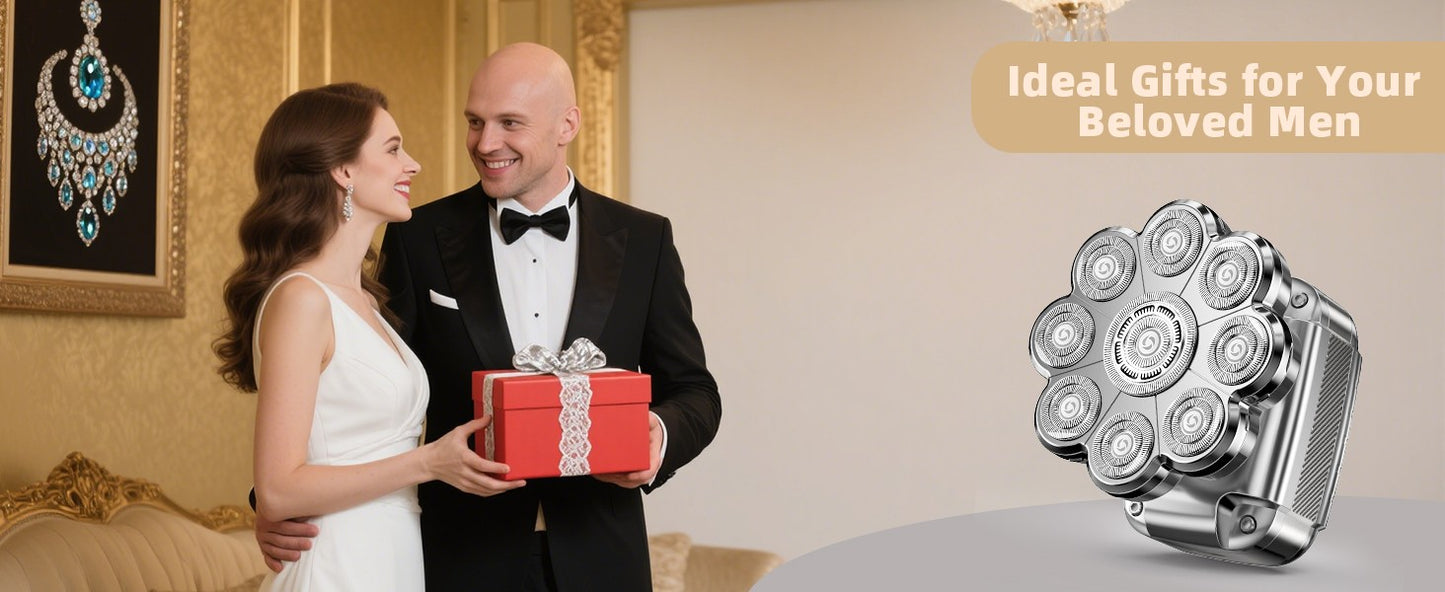 9D Head Shavers for Bald Men 5 in 1 Detachable Head Razor IPX7 Waterproof Wet Dry Rechargeable Electric Shavers for Men