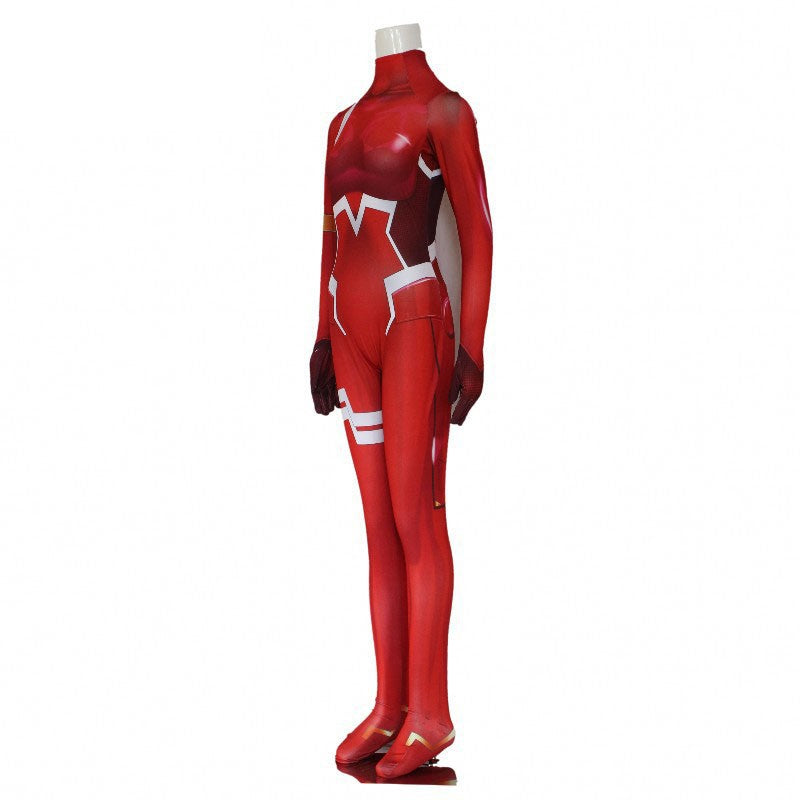 DARLING in the FRANXX Code 002 Cosplay Costume Jumpsuits Halloween Anime Cosplay Devil Horn Headdress Long Pink Wig