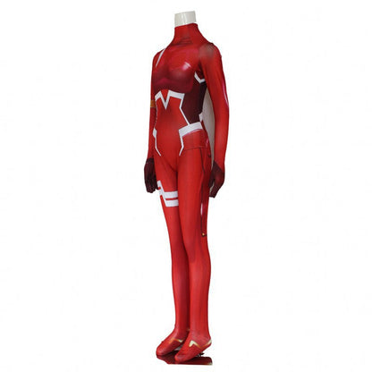 DARLING in the FRANXX Code 002 Cosplay Costume Jumpsuits Halloween Anime Cosplay Devil Horn Headdress Long Pink Wig