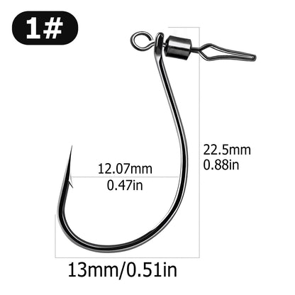 Anzol FishTrip Drop Shot com Girador Barrel e Snap 30 peças, Anzol Giratório In-line DropShot, Isca Macia, Anzol de Minhoca para Carpa e Robalo