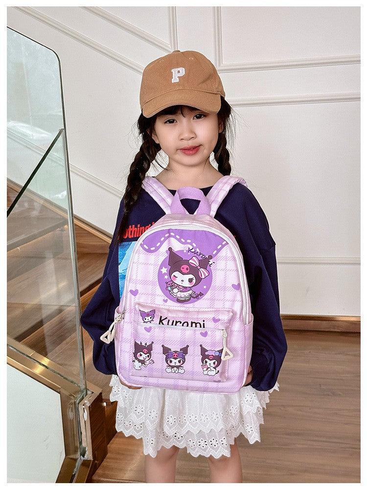 Mochilas Hello Kitty Kuromi Cinnamoroll com estampa de desenho animado fofo e leve para meninos e meninas do jardim de infância