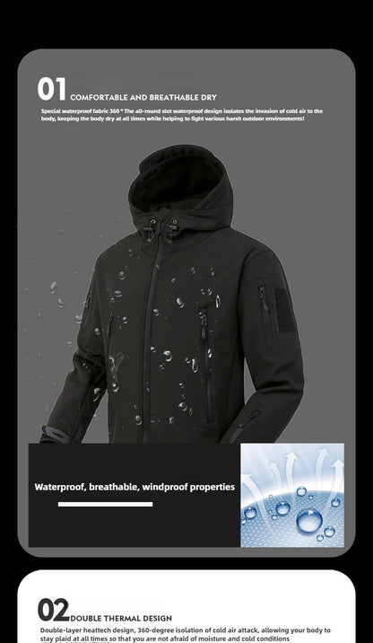 Conjunto de Pesca de Inverno para Externa Roupa de Caminhada Respirável Jaqueta Softshell IX7 de Pele de Tubarão Conjunto Forrado de Lã Quente Corta-vento