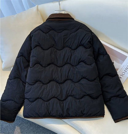 Fashion Women's Cotton Jacket 2025 New Autumn Winter Coat Parker Lightweight Warm Short Lapel Casual Outerwear Female Top