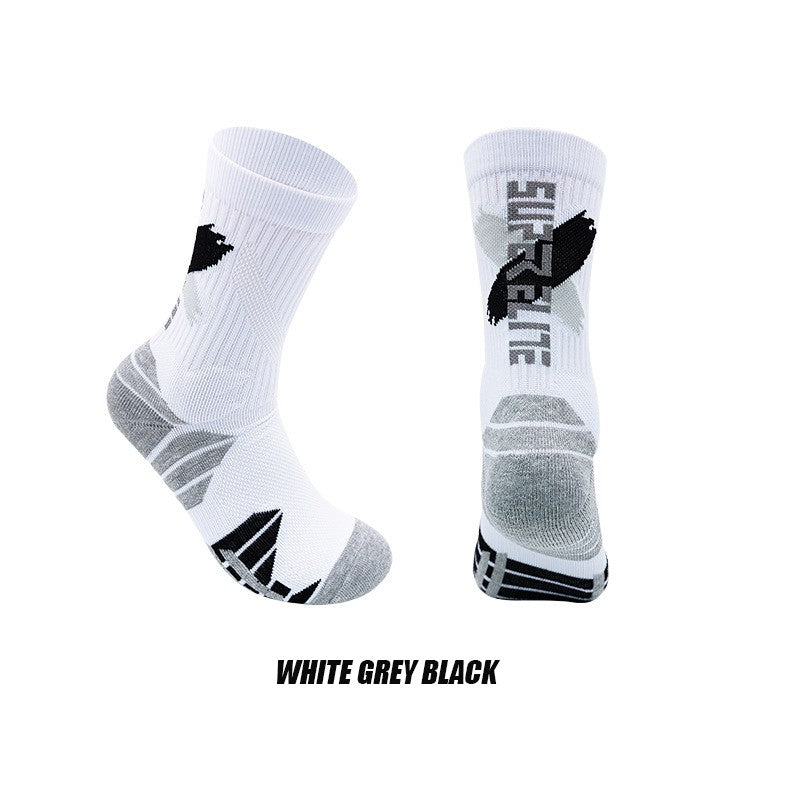1 Pair High Tube Professional Practical Sport Socks Men's Towel Bottom Thickened Shock Absorbing Contrast Color Elite Socks