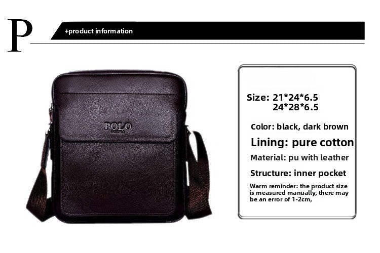 New Men's Single Shoulder Business Crossbody Bag Casual Solid Color Vertical POLO Men's Single Shoulder Back